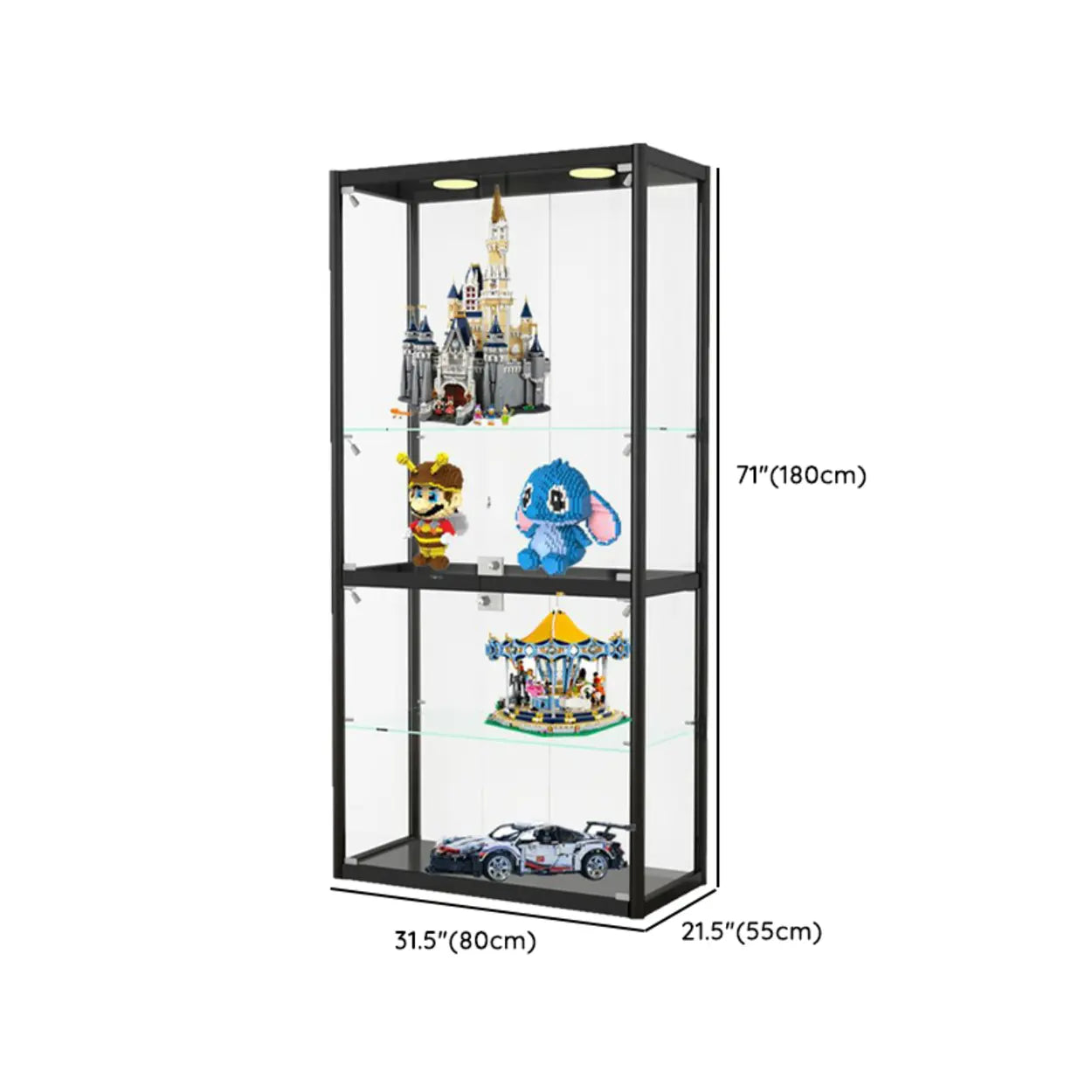 Clear Glass Rectangular Floor Display Cabinet