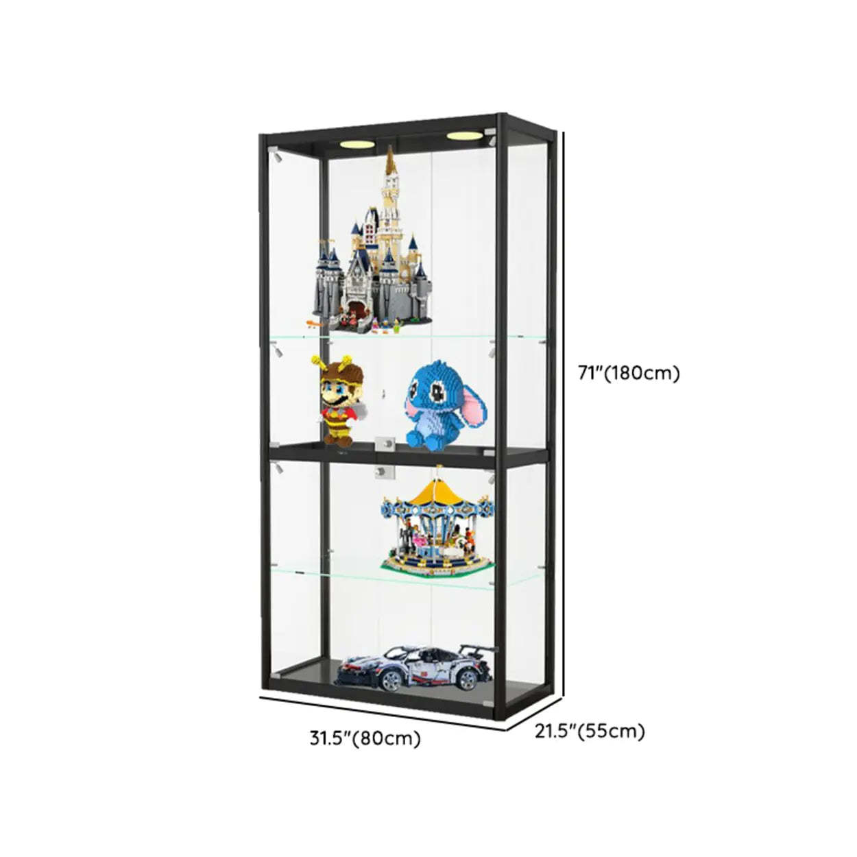 Clear Glass Rectangular Floor Display Cabinet