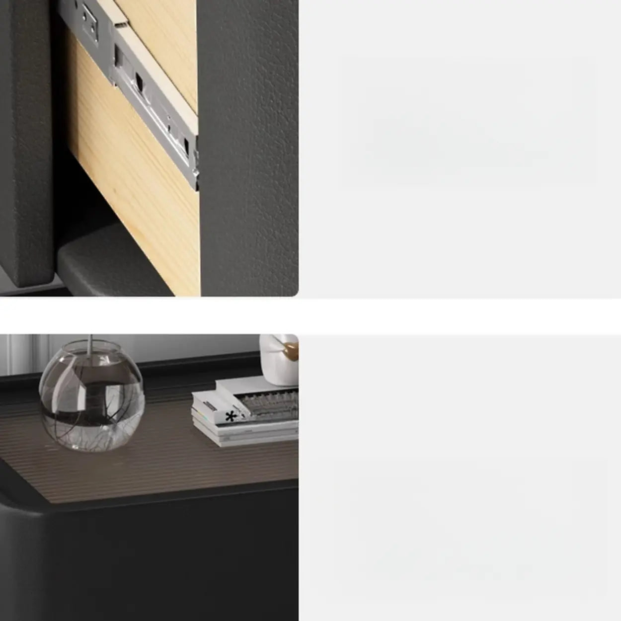 Simple Rectangular Black Wood Single-Drawer Nightstand