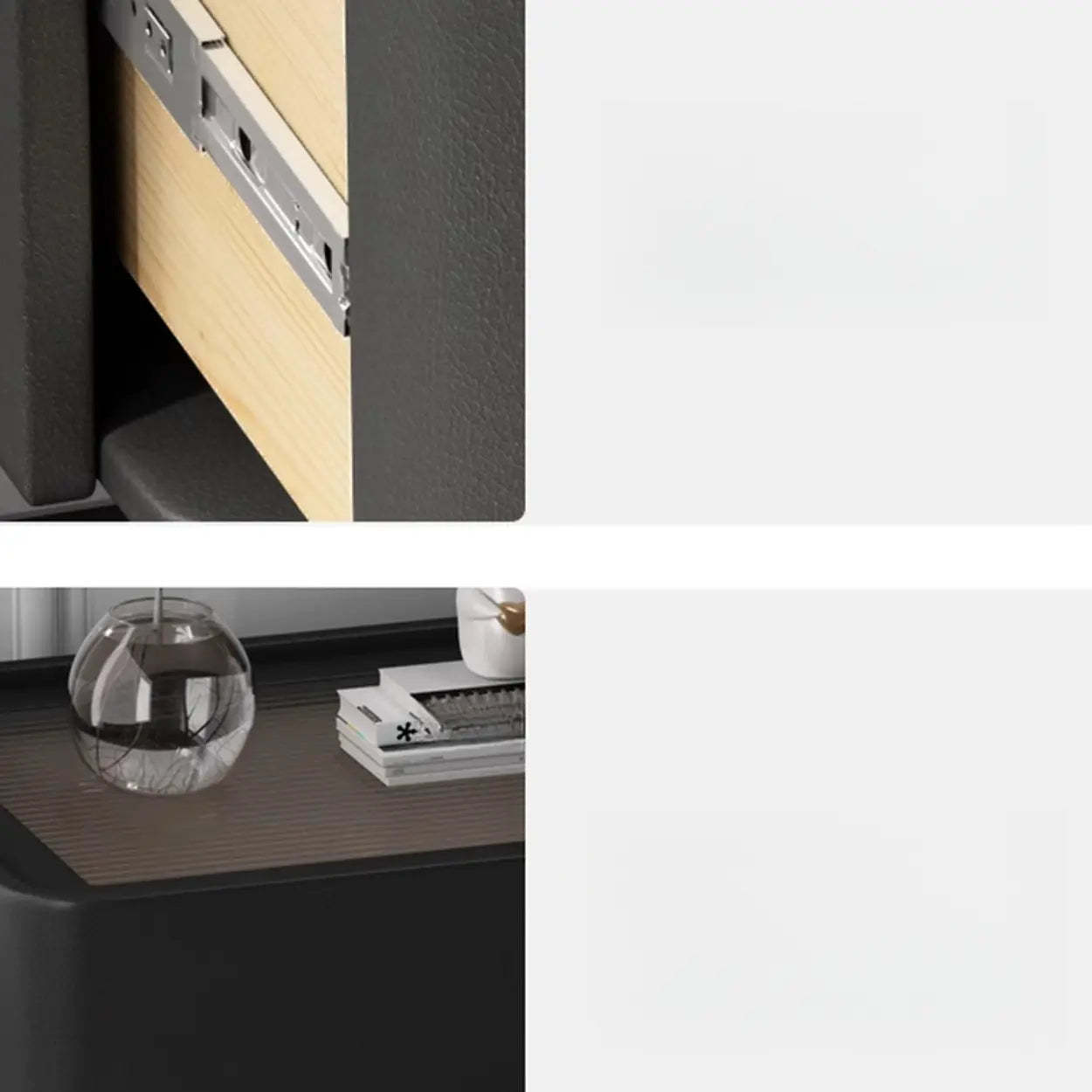 Simple Rectangular Black Wood Single-Drawer Nightstand