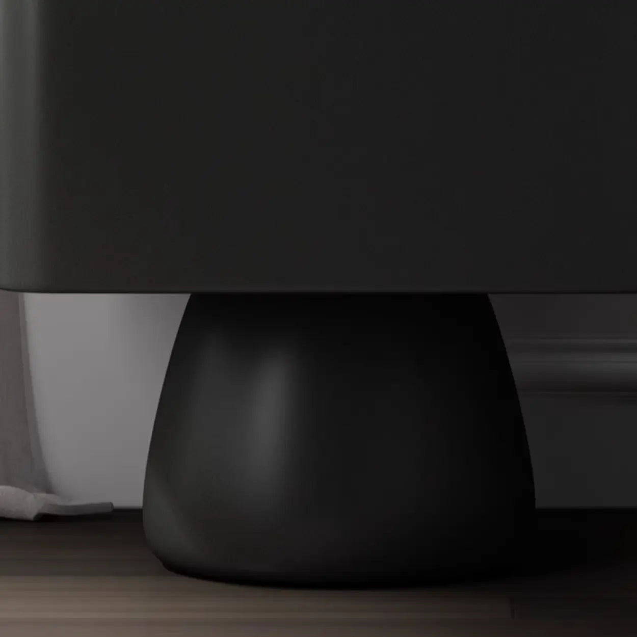 Simple Rectangular Black Wood Single-Drawer Nightstand