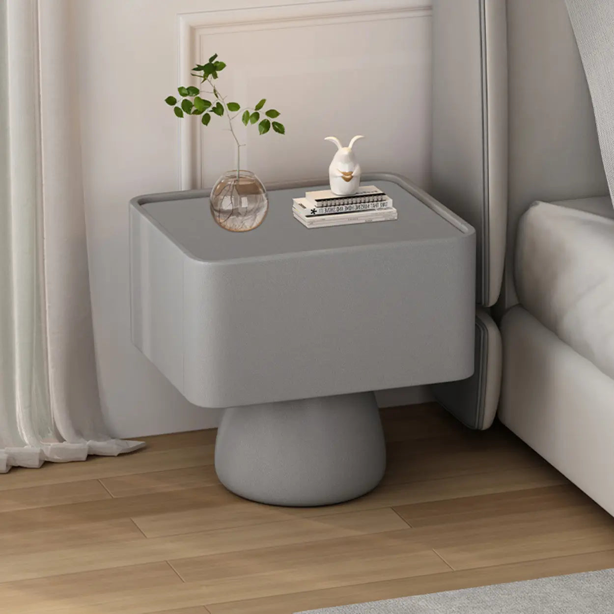 Simple Rectangular Black Wood Single-Drawer Nightstand