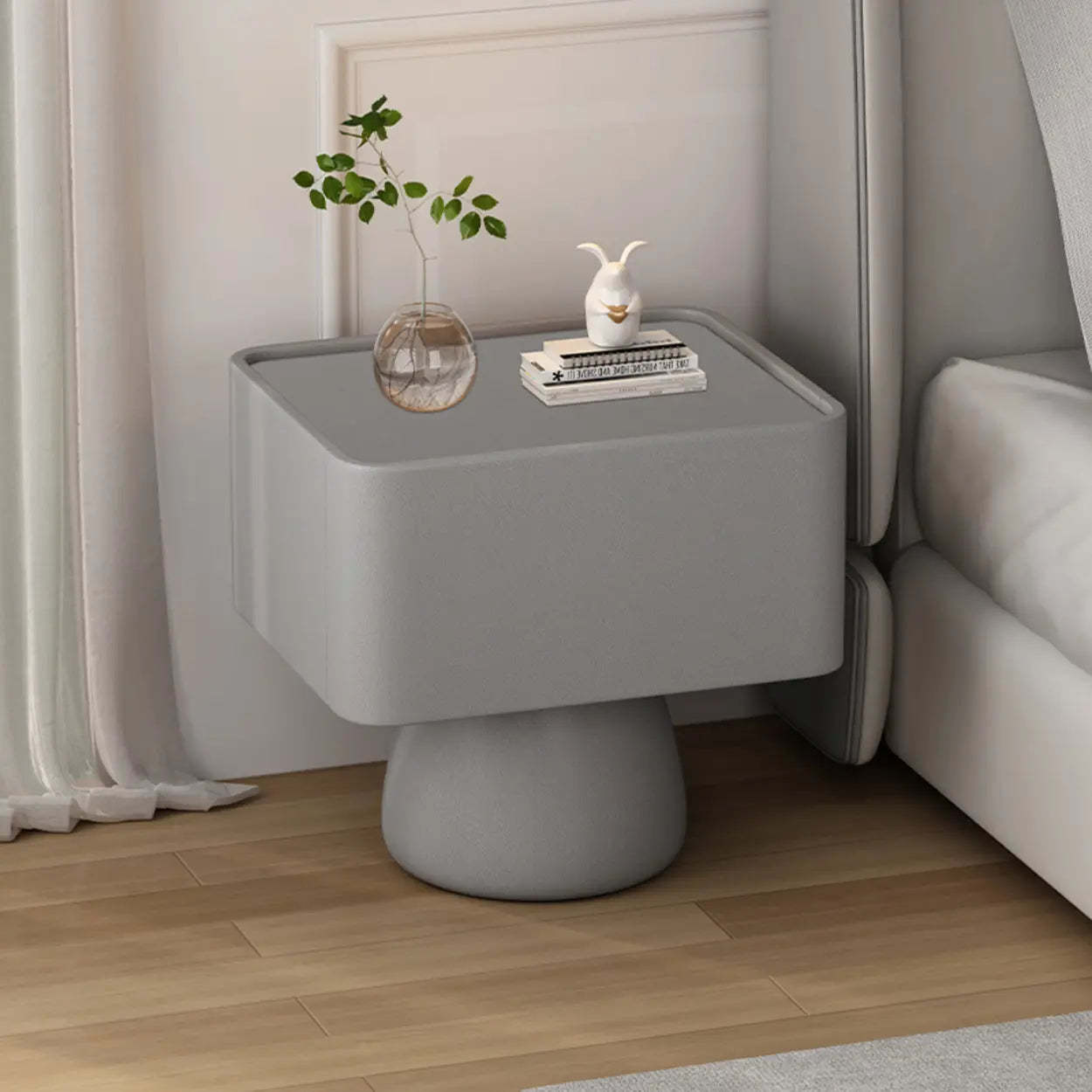 Simple Rectangular Black Wood Single-Drawer Nightstand
