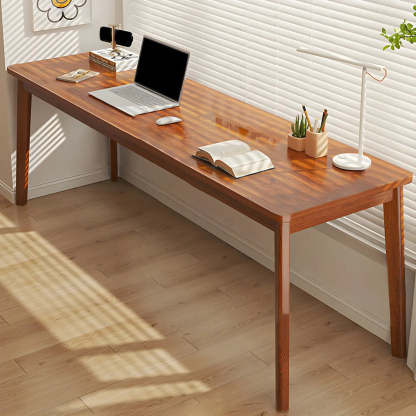 Simple Rectangular Wood Double Writing Desk — Walnut/ Multi Color / Table Only