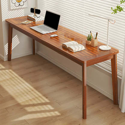 Simple Rectangular Wood Double Writing Desk — Natural Finish / Table Only