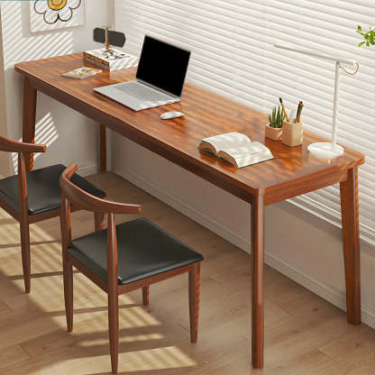 Simple Rectangular Wood Double Writing Desk — Walnut/ Multi Color / Table Only