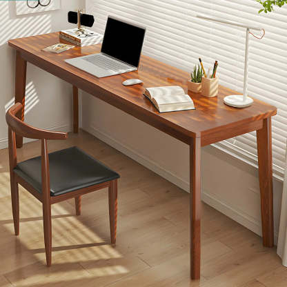 Simple Rectangular Wood Double Writing Desk — Walnut/ Multi Color / Table Only