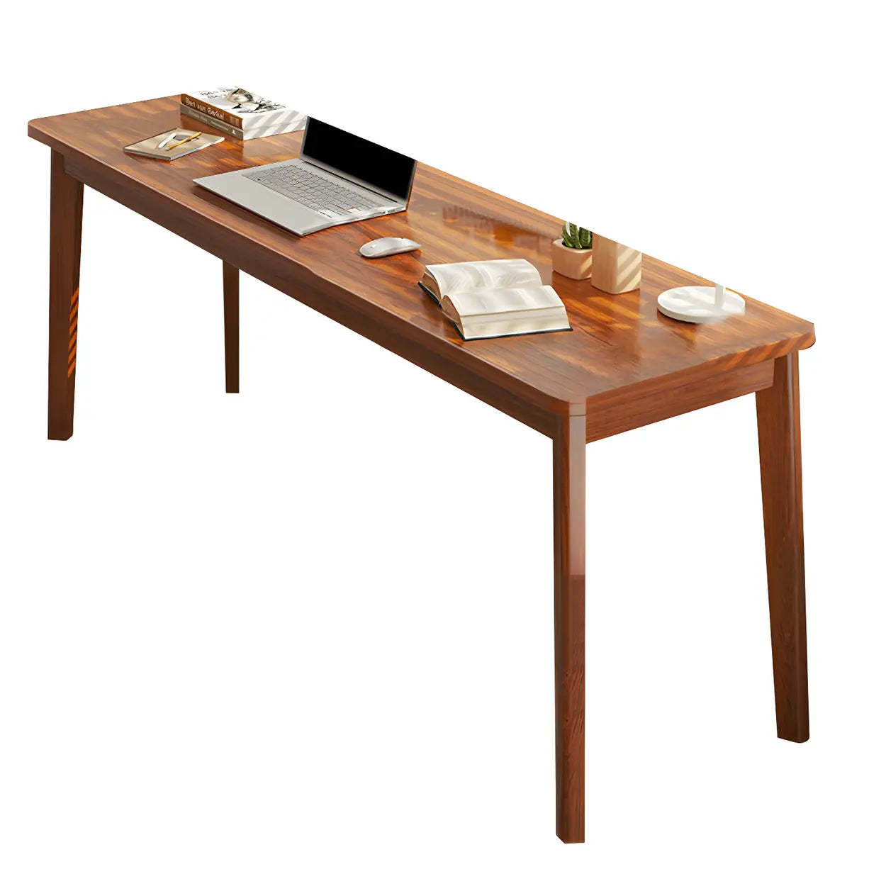 Simple Rectangular Wood Double Writing Desk — Natural Finish / Table Only