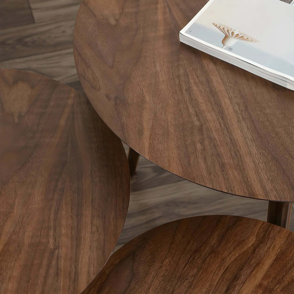 Simple Round Espresso Wood Three-Leg End Table