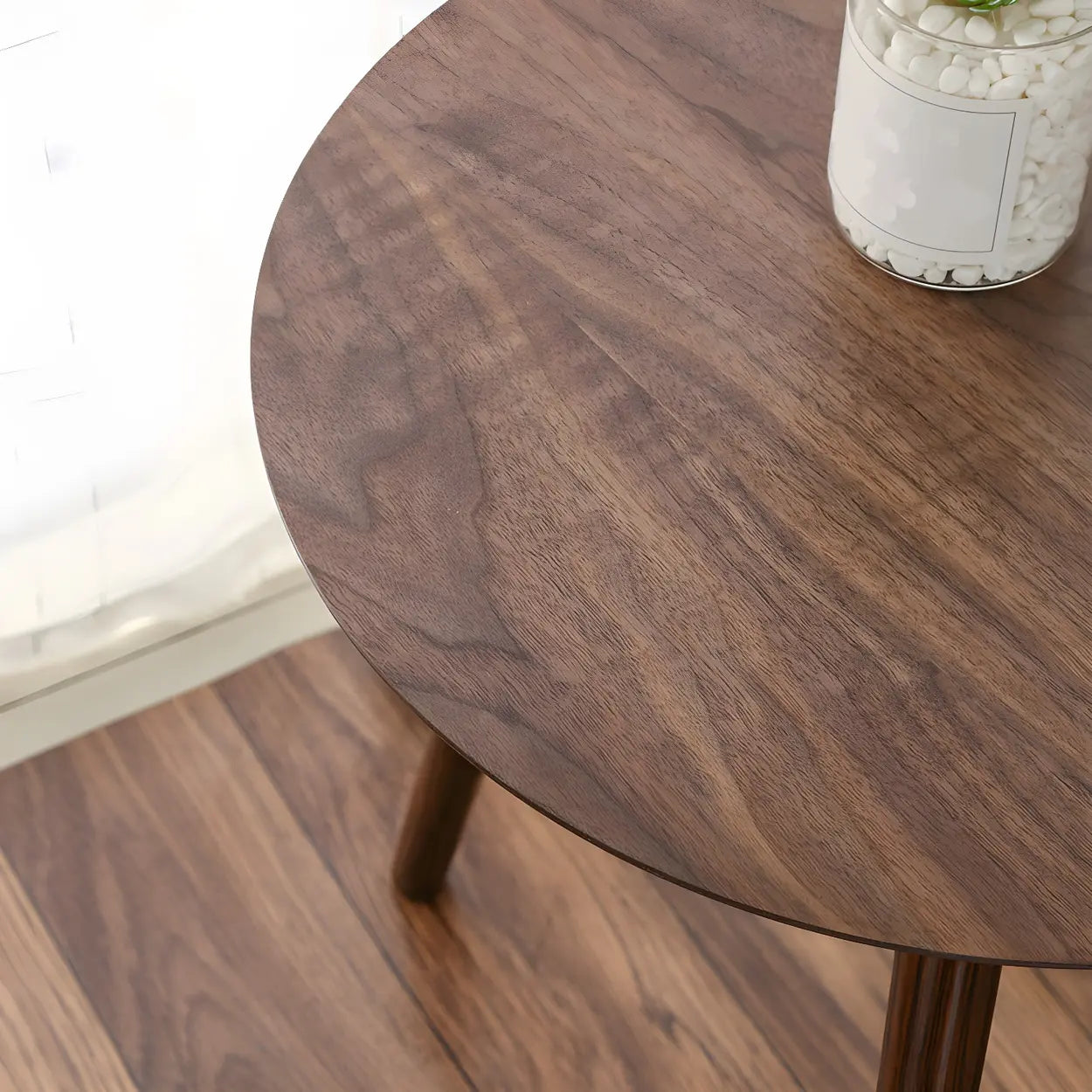 Simple Round Espresso Wood Three-Leg End Table