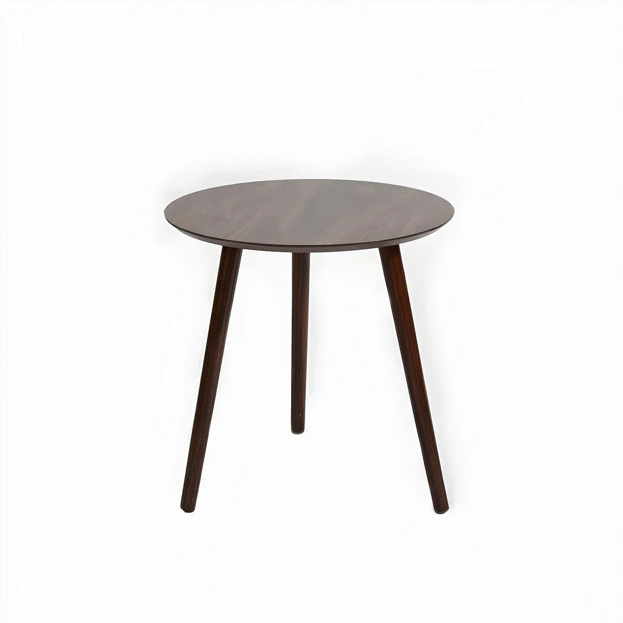 Simple Round Espresso Wood Three-Leg End Table — 2