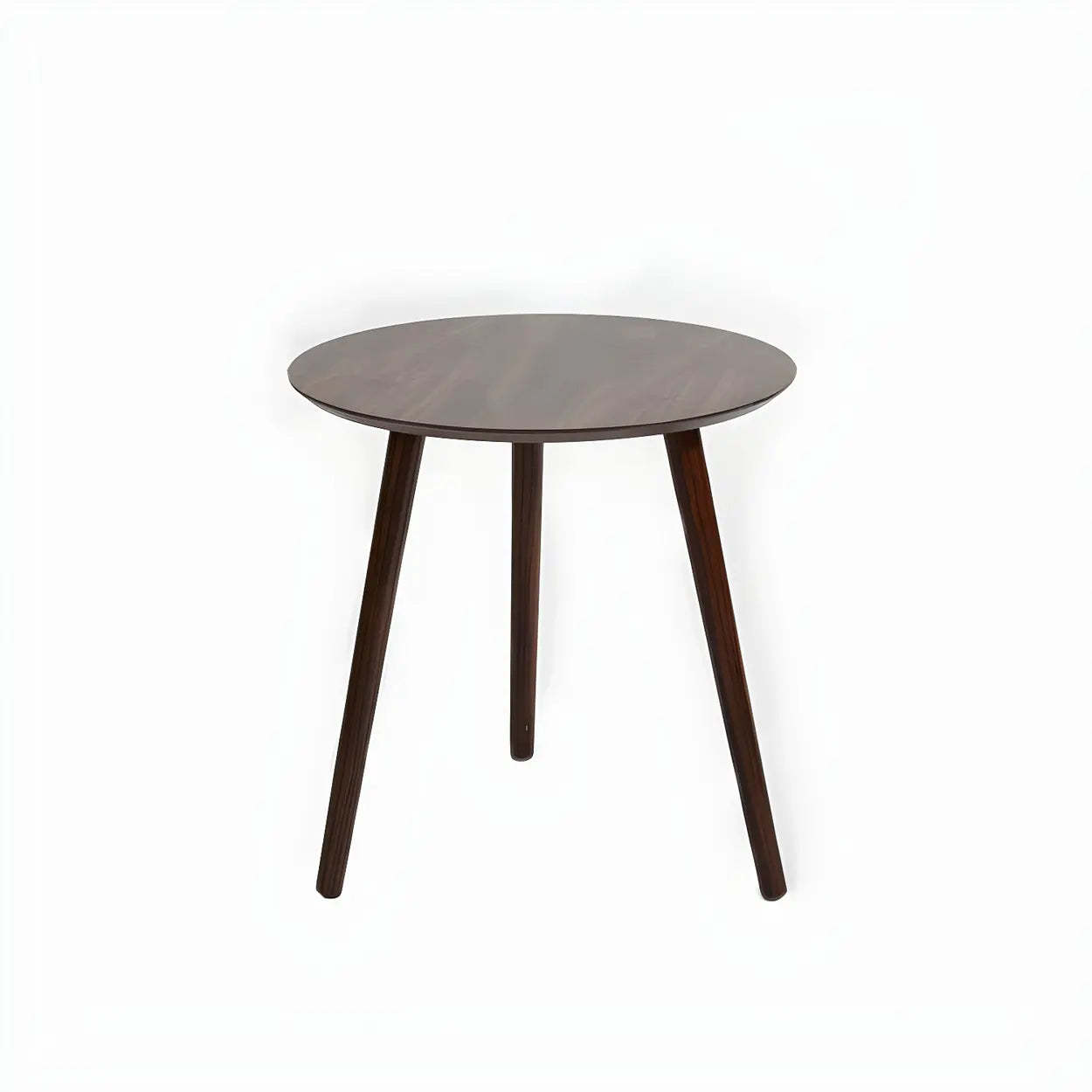 Simple Round Espresso Wood Three-Leg End Table — 2