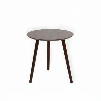 Simple Round Espresso Wood Three-Leg End Table — 2