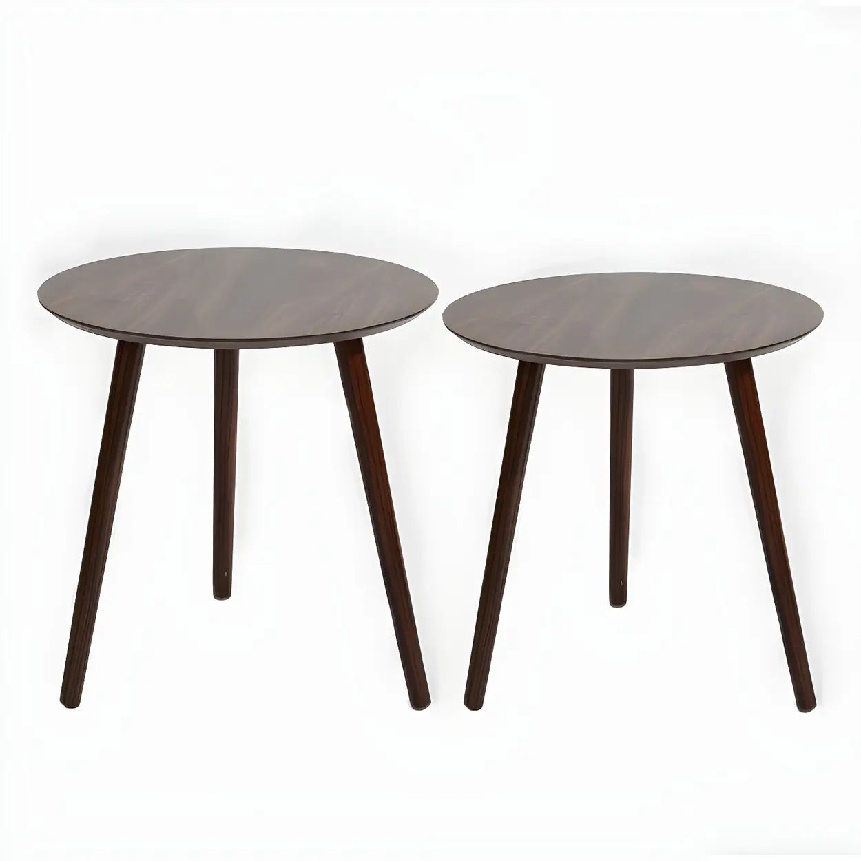Simple Round Espresso Wood Three-Leg End Table — 1