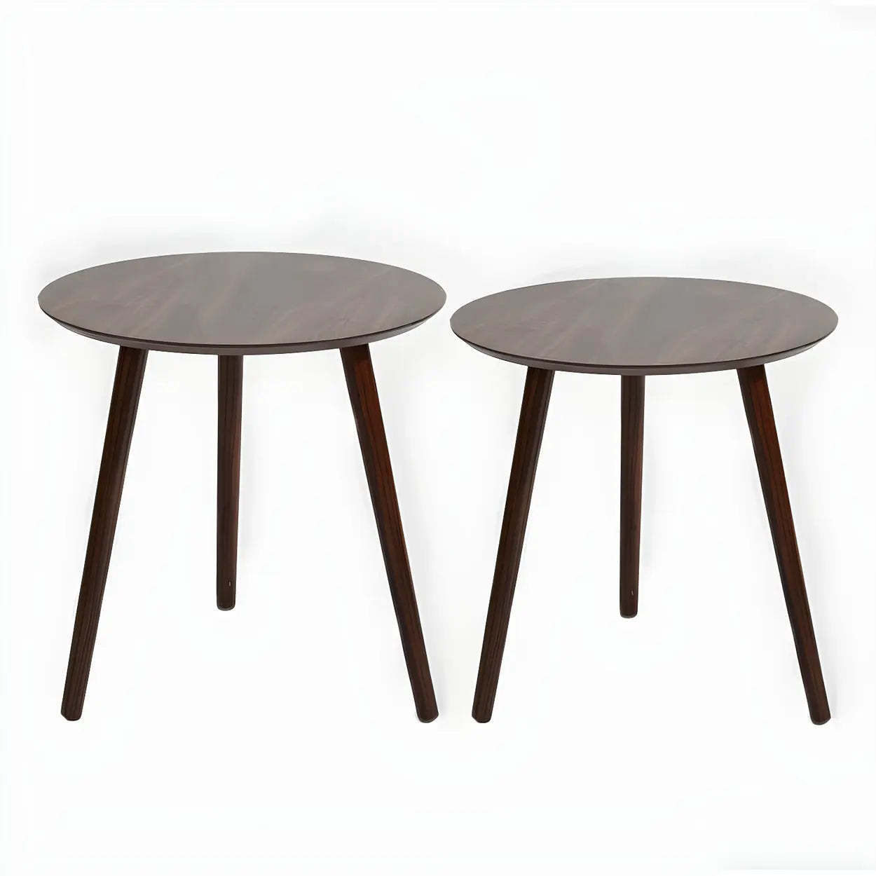 Simple Round Espresso Wood Three-Leg End Table — 1