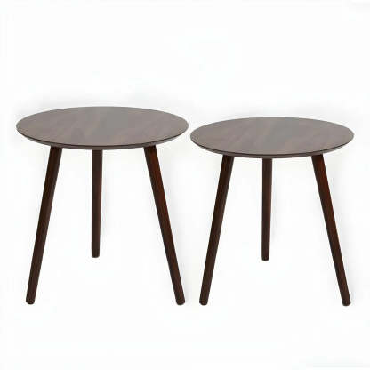 Simple Round Espresso Wood Three-Leg End Table — 1
