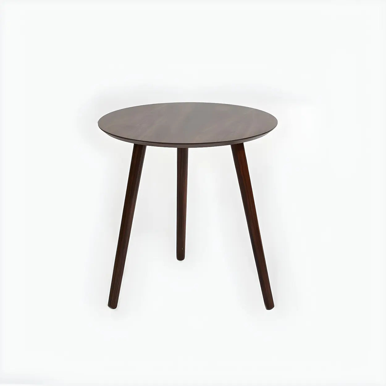 Simple Round Espresso Wood Three-Leg End Table