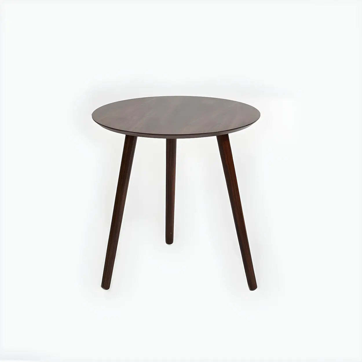 Simple Round Espresso Wood Three-Leg End Table