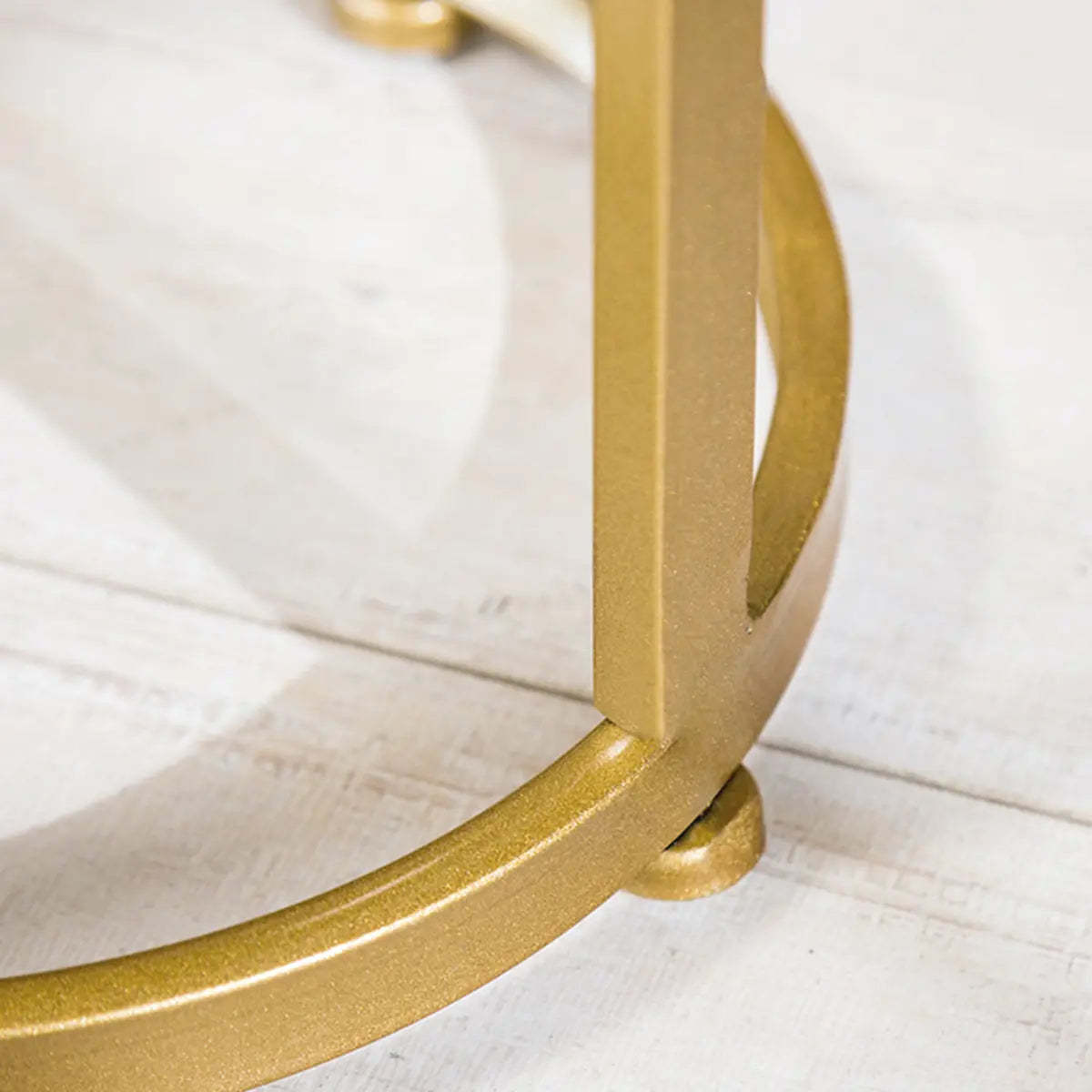 Nesting round end & side tables in marble metal stone