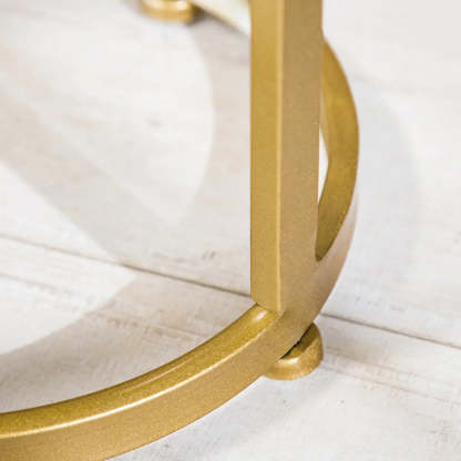 Nesting round end & side tables in marble metal stone