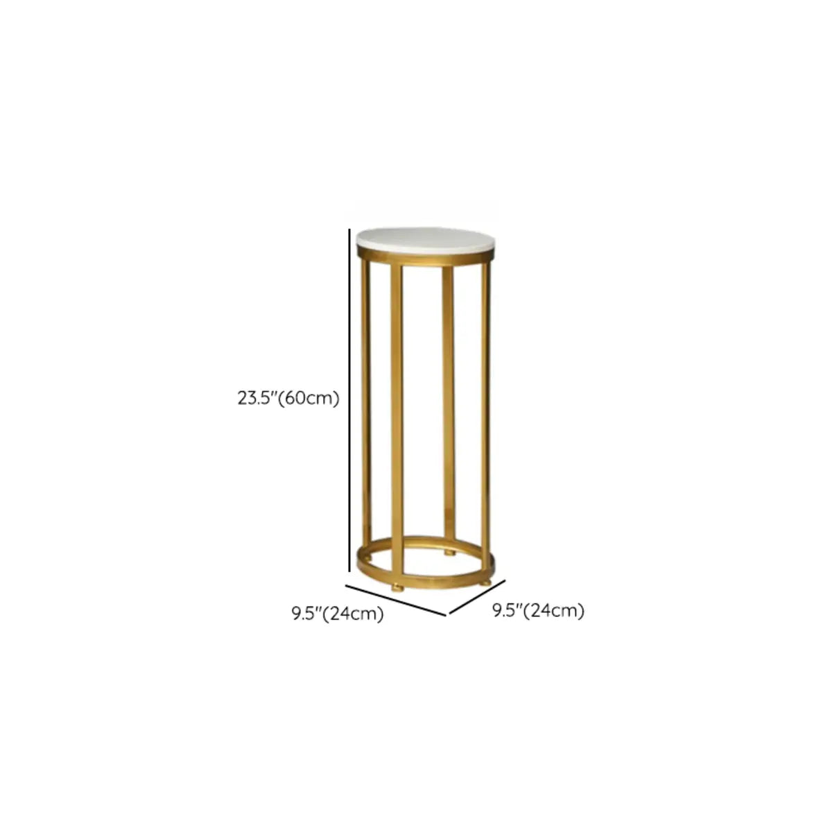 Gold marble metal stone round plant end & side tables