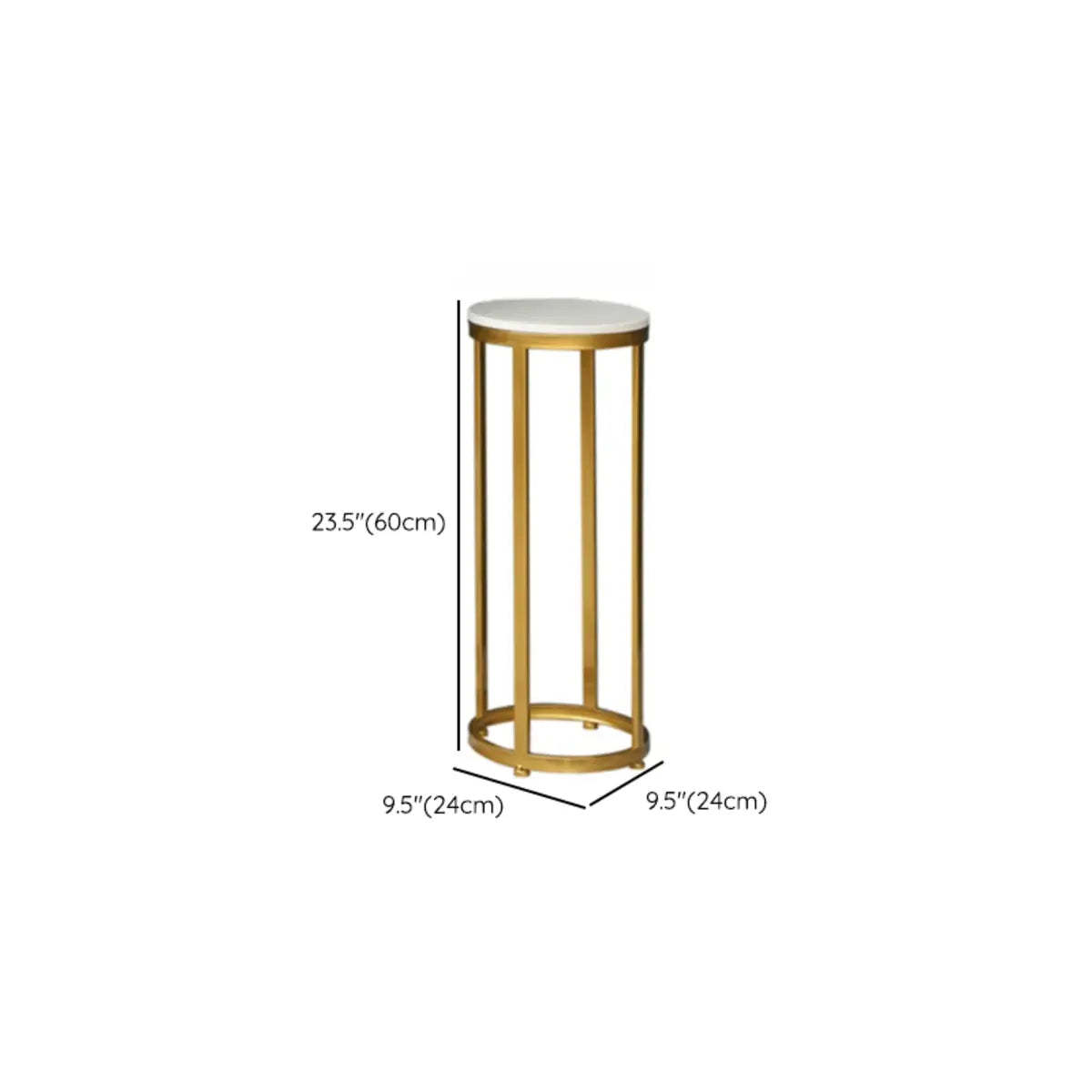 Gold marble metal stone round plant end & side tables