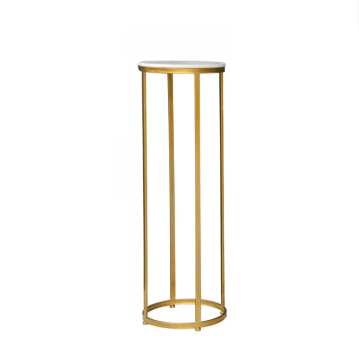 Lighom round nesting gold end & side tables in marble — 13"L x 13"W x 39"H