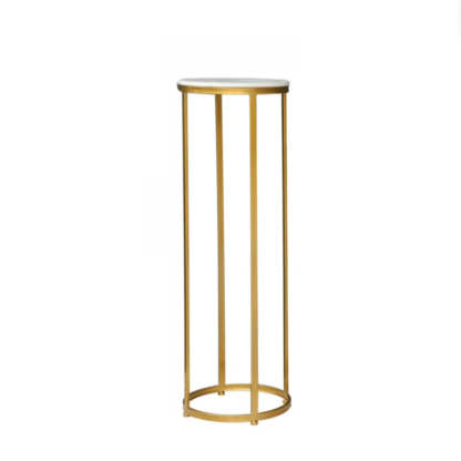 Lighom round nesting gold end & side tables in marble — 13"L x 13"W x 39"H