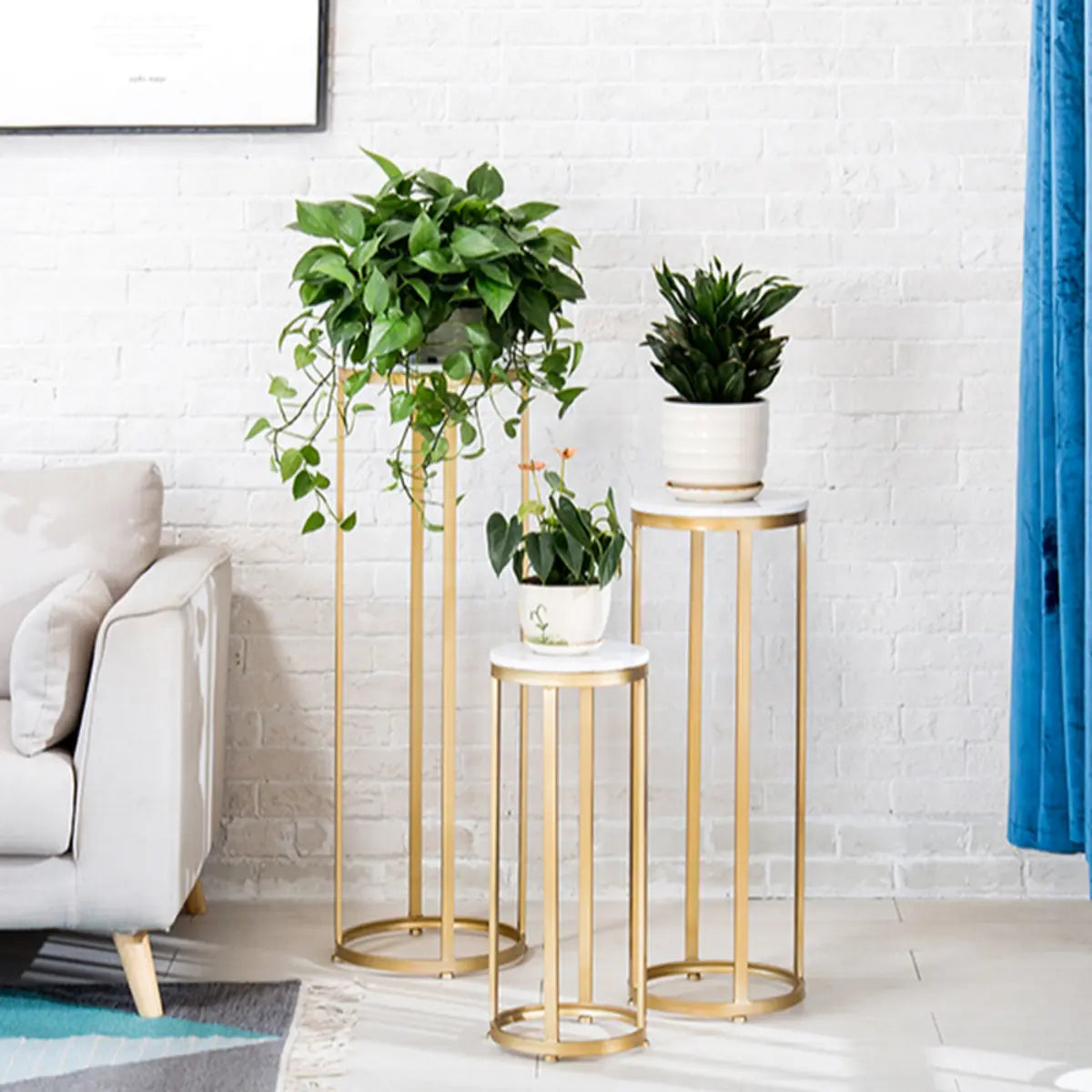 Lighom nesting plant marble metal stone end & side tables