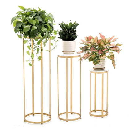 Plant nesting gold marble metal stone end & side tables, Lighom