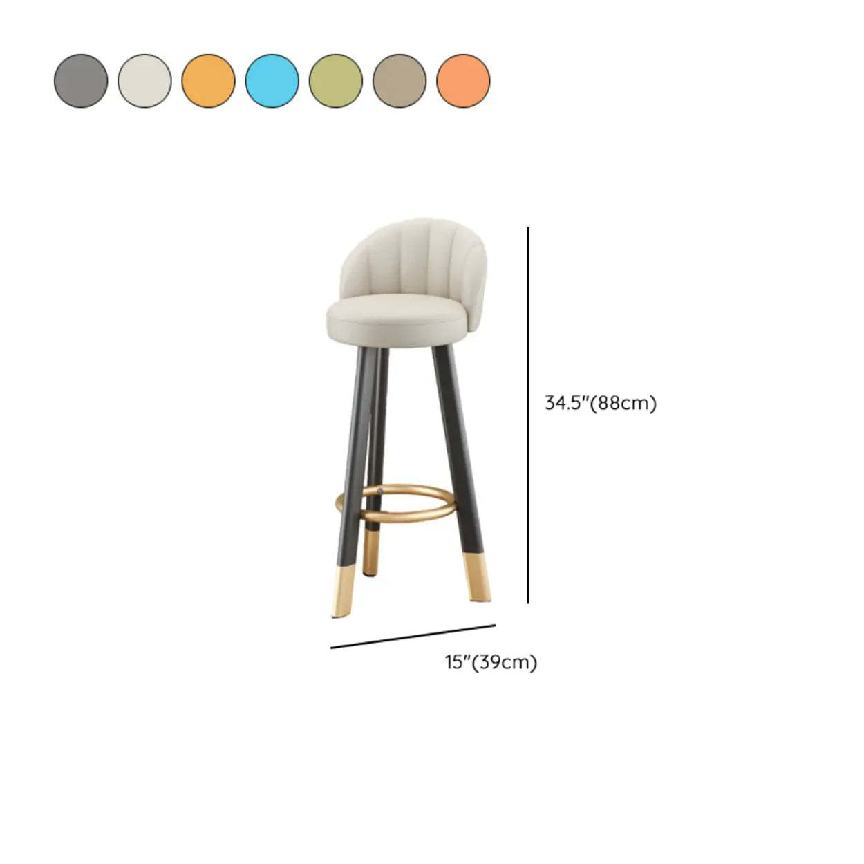 Round Leather Bar Stool with Back and Footrest