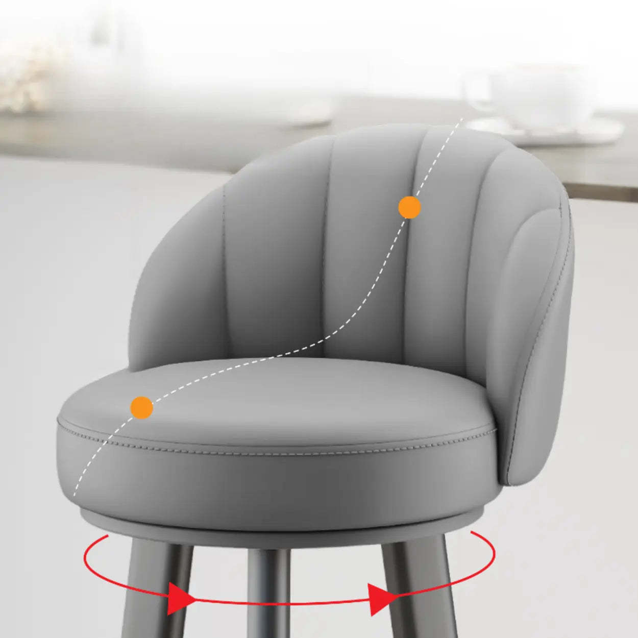 Round Leather Bar Stool with Back and Footrest — White / Black