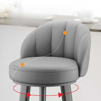 Round Leather Bar Stool with Back and Footrest — White / Black