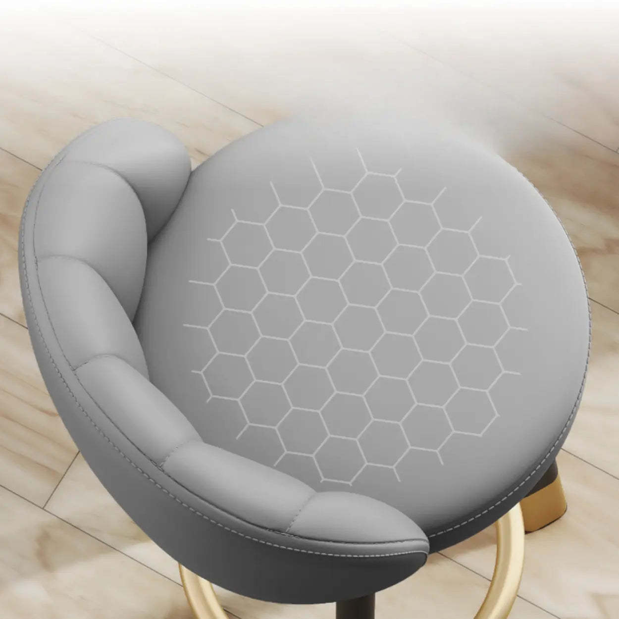 Round Leather Bar Stool with Back and Footrest — Blue / Black