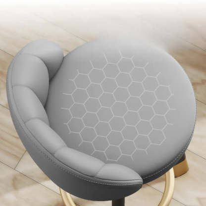 Round Leather Bar Stool with Back and Footrest — Blue / Black