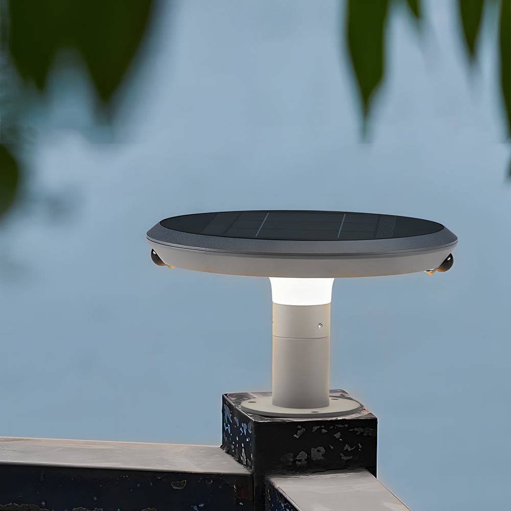 Modern sensor round gray synthetic outdoor post lights, Lighom — Warm White (3000K)