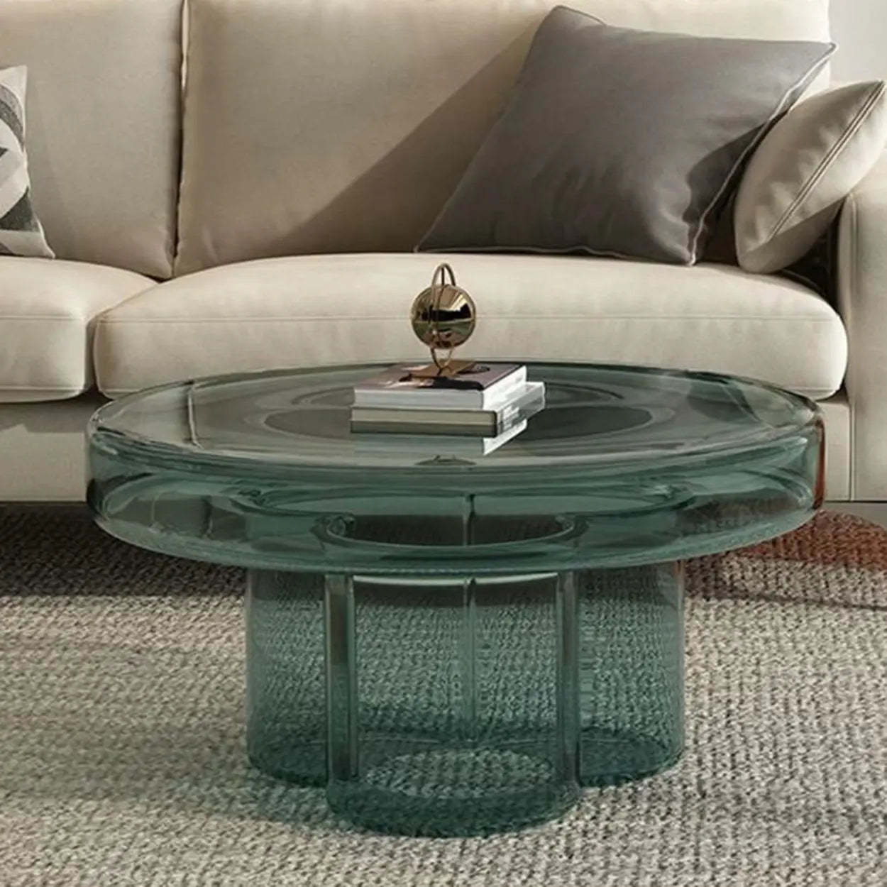 Glass Round Coffee Table — Amber