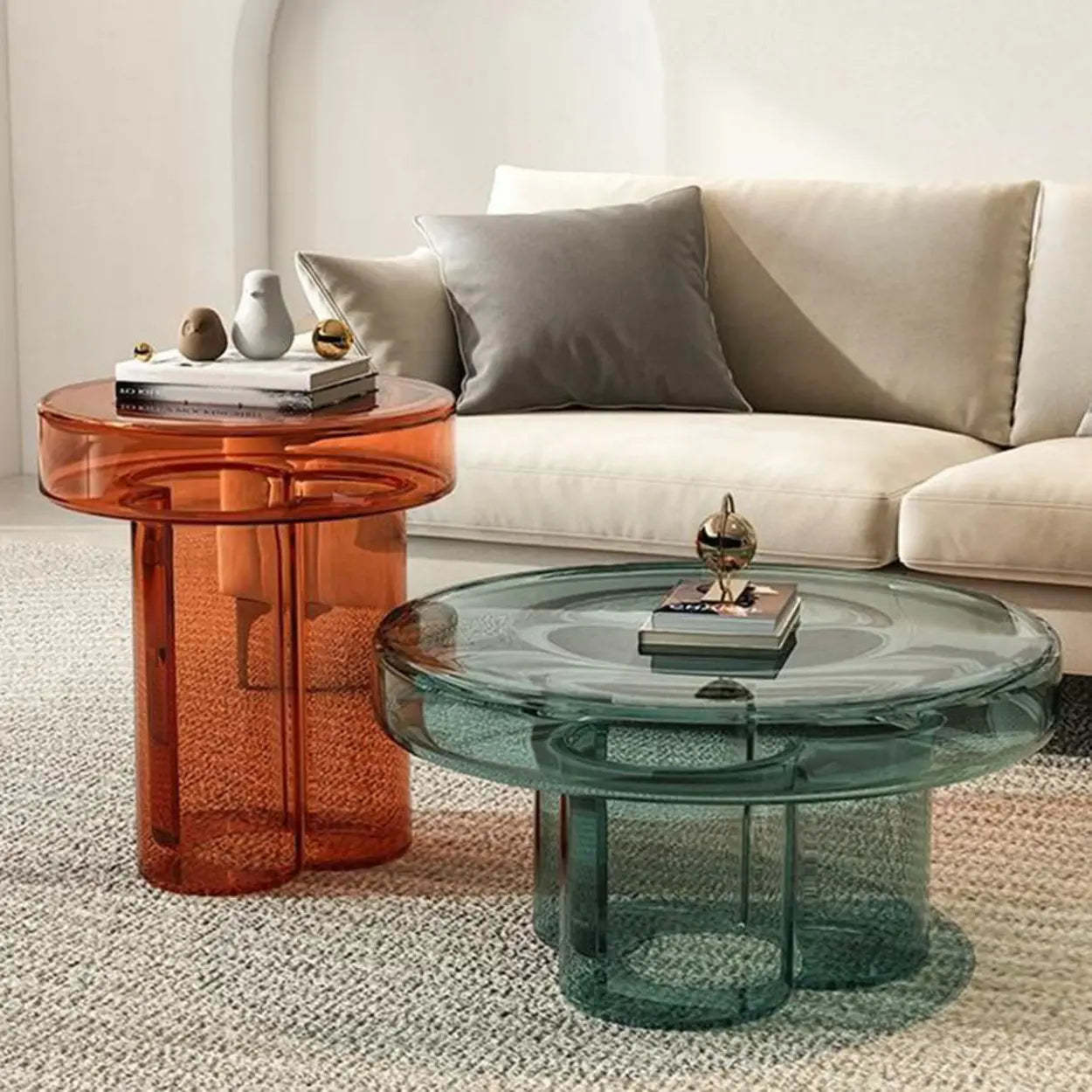 Glass Round Coffee Table — Pewter