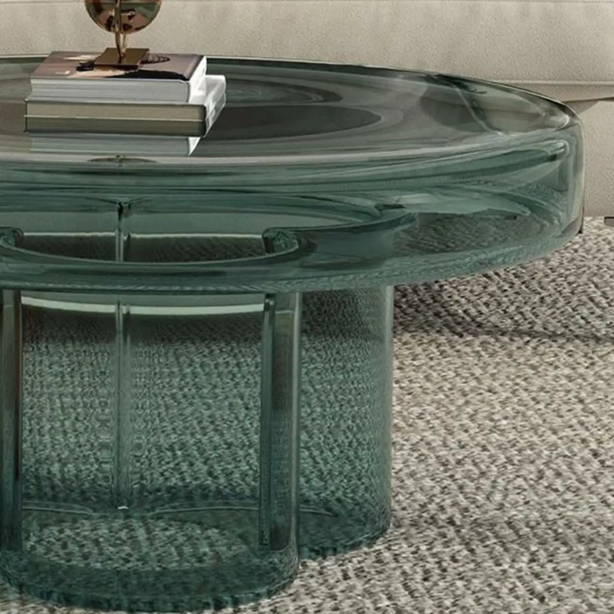 Glass Round Coffee Table — Pewter