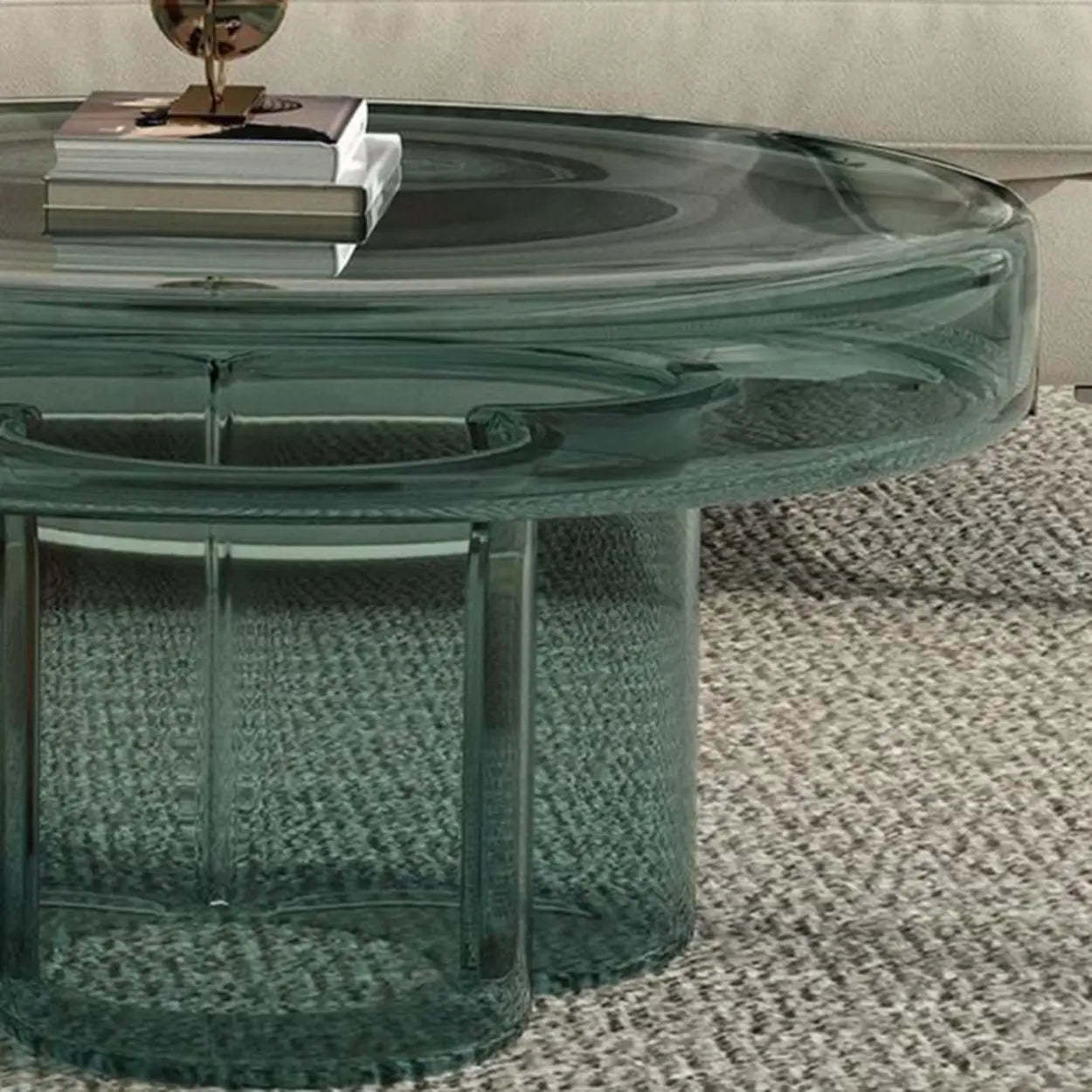Glass Round Coffee Table — Pewter