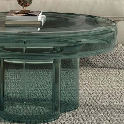 Glass Round Coffee Table — Pewter