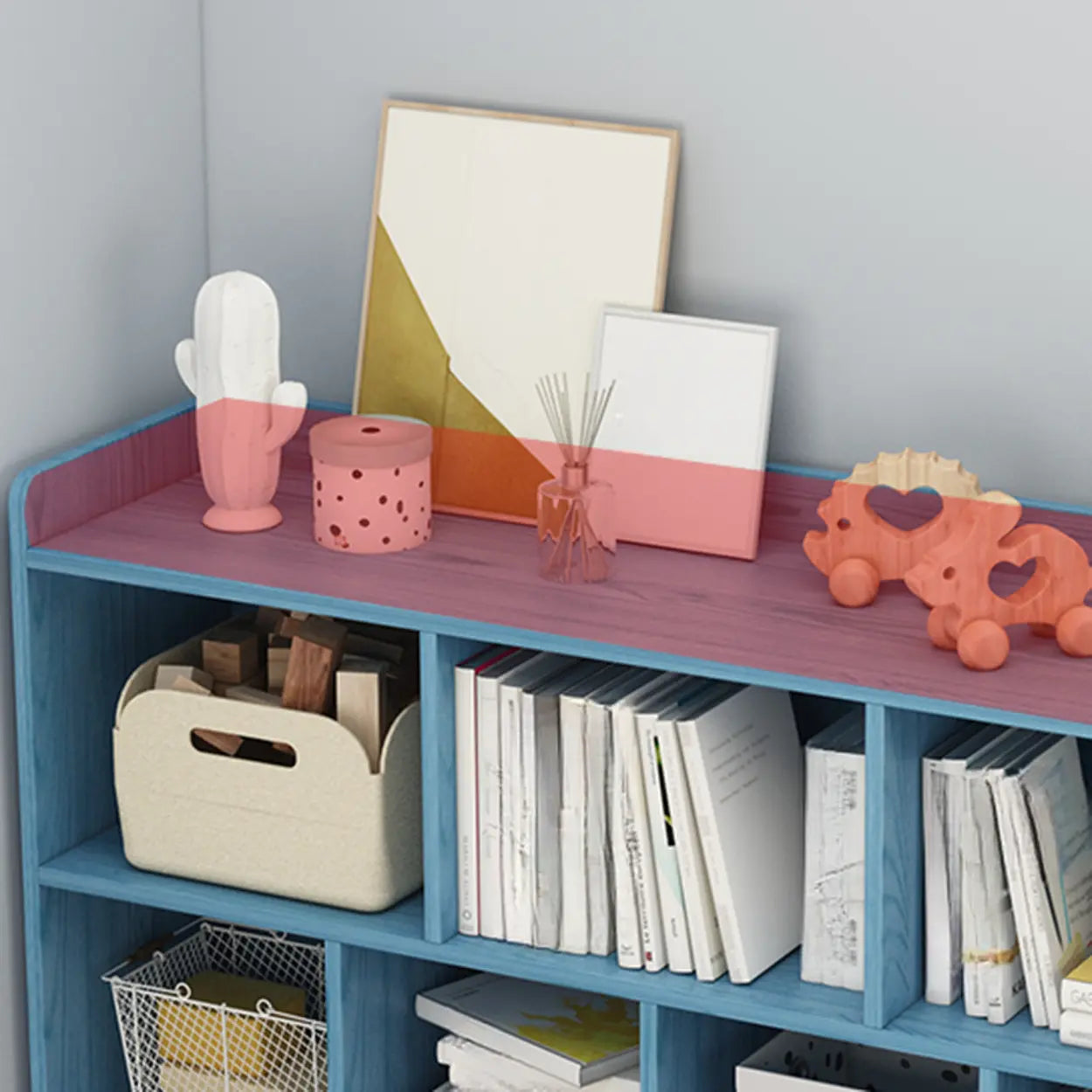 Simple Modern Rectangular Wide Bookcase — Natural Finish