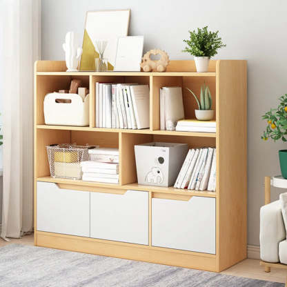 Simple Modern Rectangular Wide Bookcase — White
