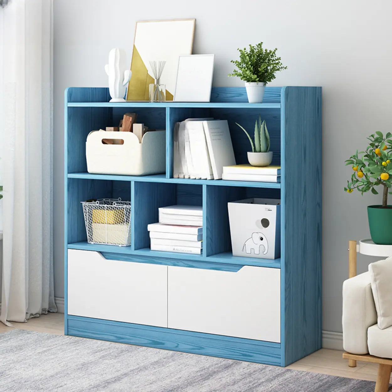 Simple Modern Rectangular Wide Bookcase