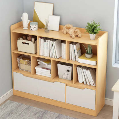 Simple Modern Rectangular Wide Bookcase — Blue