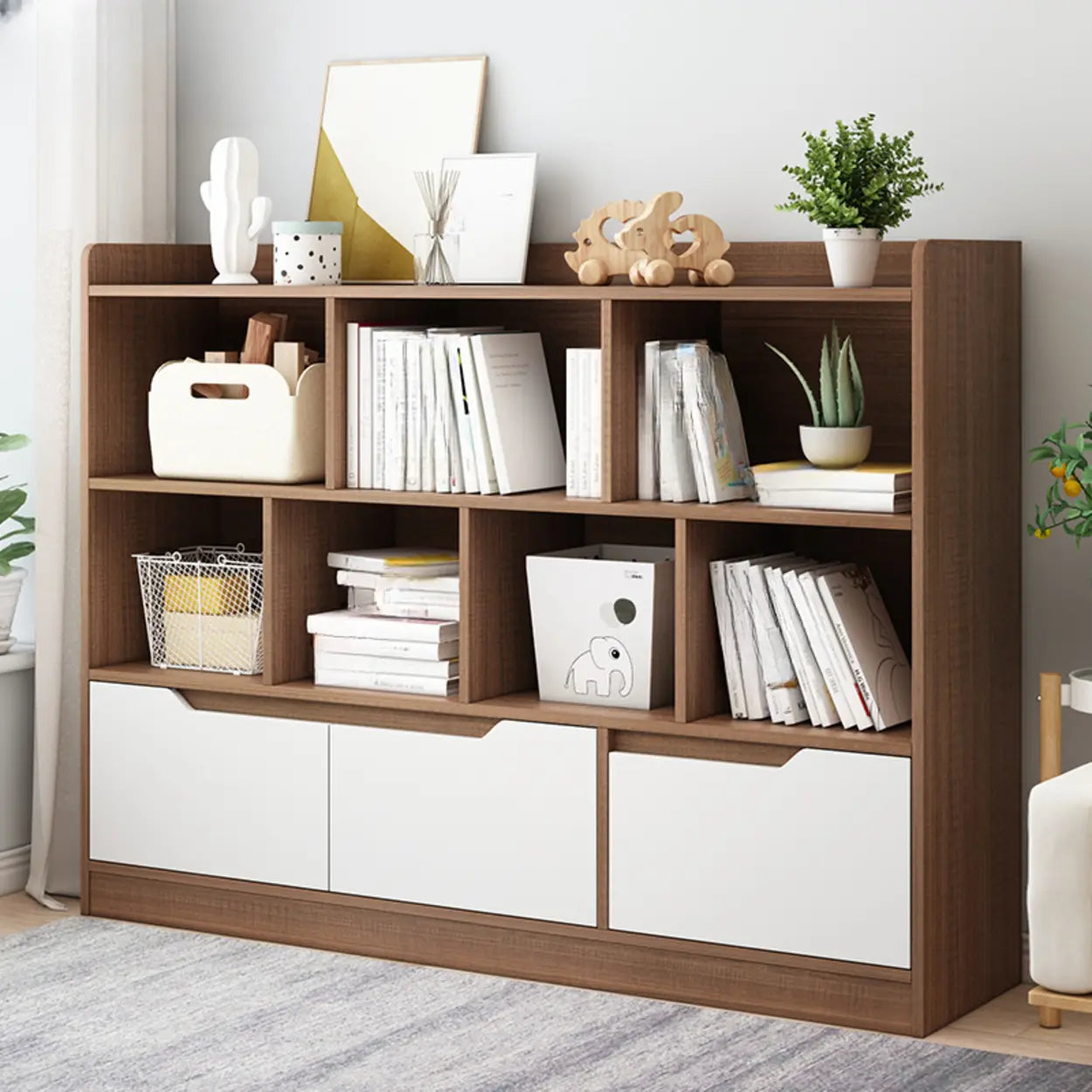 Simple Modern Rectangular Wide Bookcase