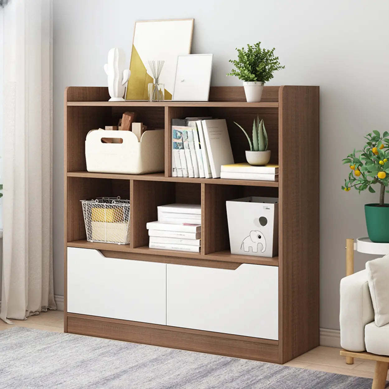 Simple Modern Rectangular Wide Bookcase