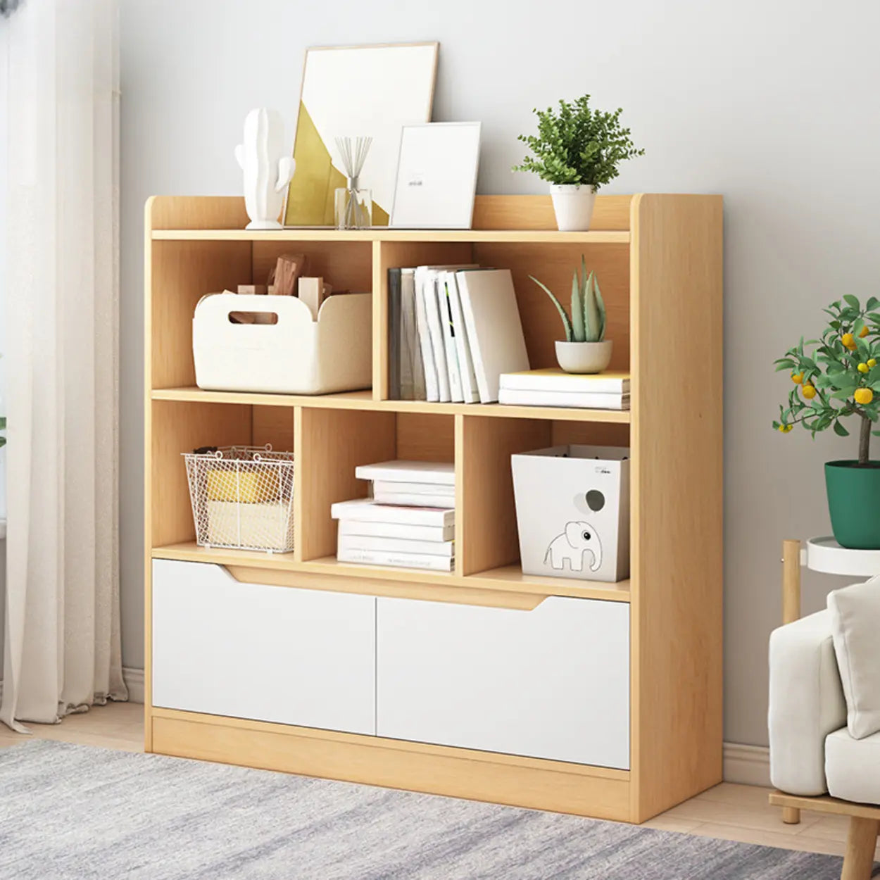 Simple Modern Rectangular Wide Bookcase