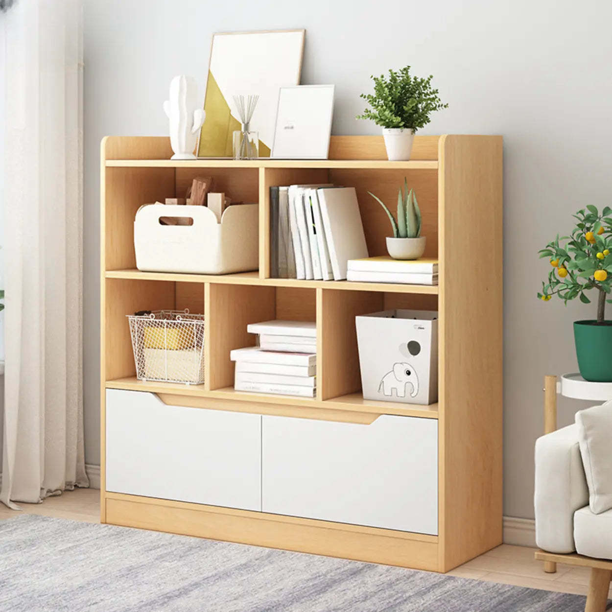 Simple Modern Rectangular Wide Bookcase