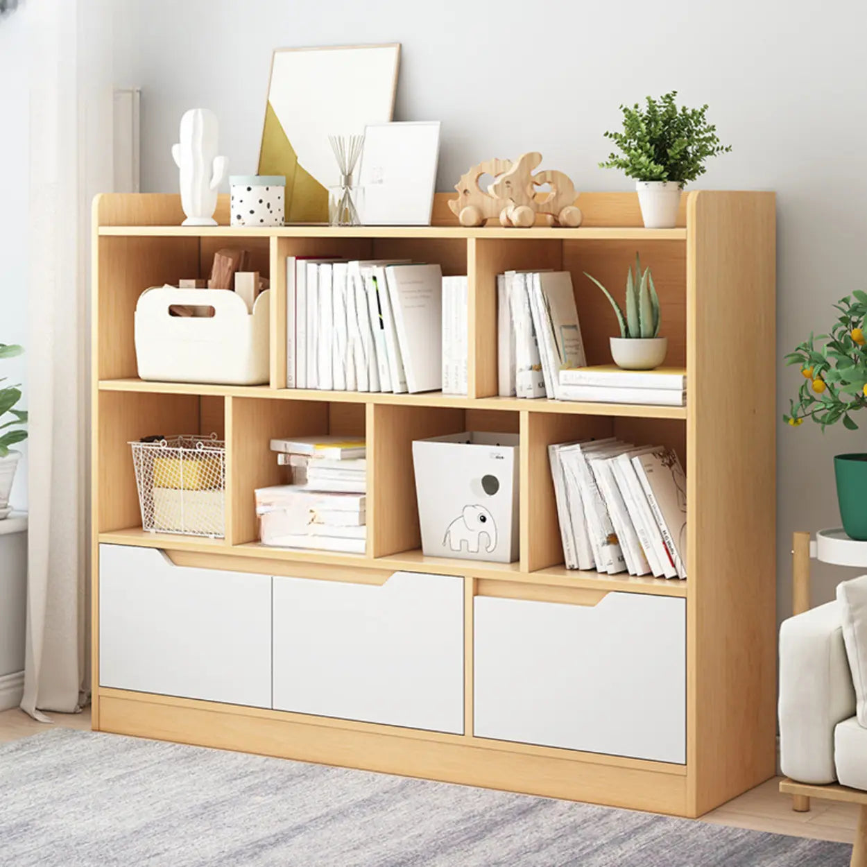 Simple Modern Rectangular Wide Bookcase